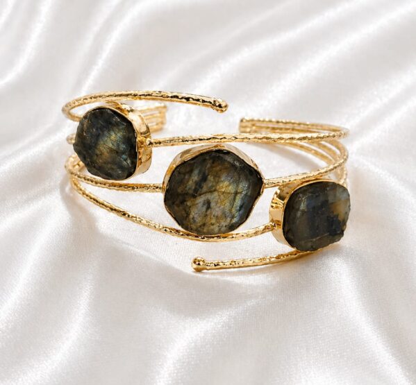 Labradorite Trio Gold Cuff