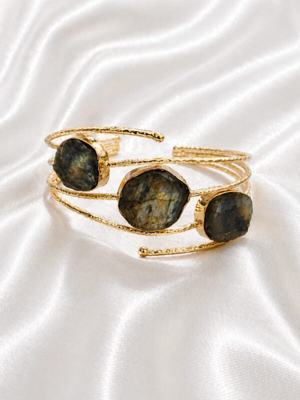 Labradorite Trio Gold Cuff