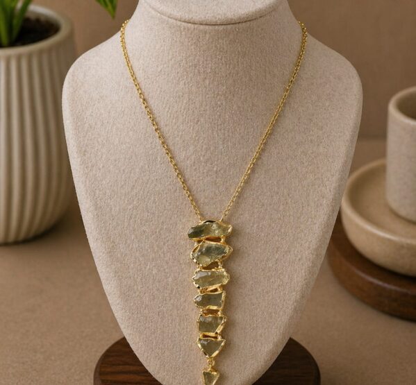 Lemon Quartz Layered Statement Pendant Necklace