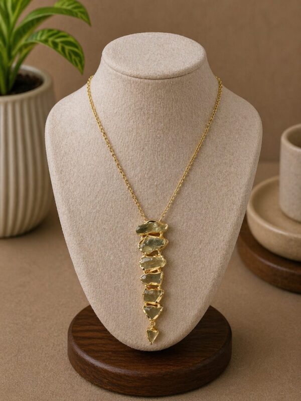 Lemon Quartz Layered Statement Pendant Necklace