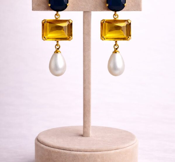 Midnight Pearl Citrine Drop Earrings