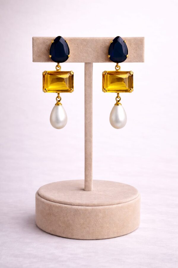 Midnight Pearl Citrine Drop Earrings