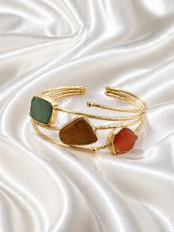 Multi Stone Trio Gold Cuff