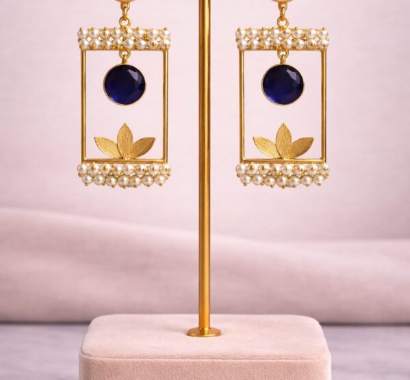 Pearl Frame Lotus Drop Earrings