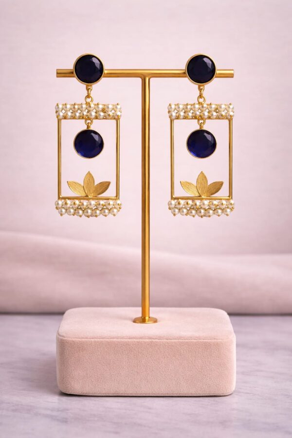 Pearl Frame Lotus Drop Earrings
