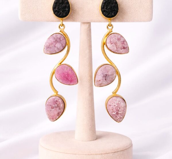 Pink Druzy Drop Statement Earrings