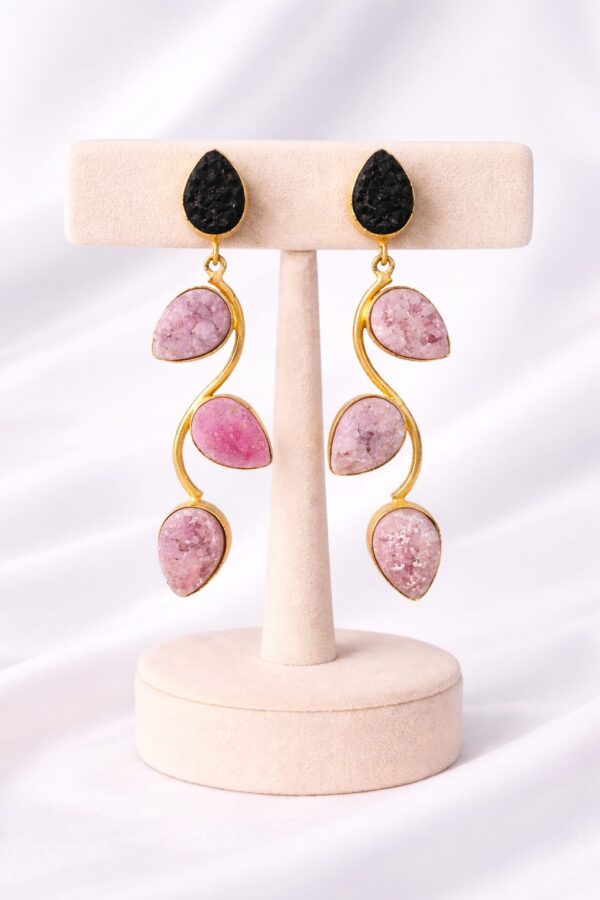 Pink Druzy Drop Statement Earrings