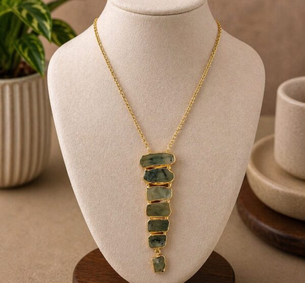 Prehnite Layered Statement Pendant Necklace