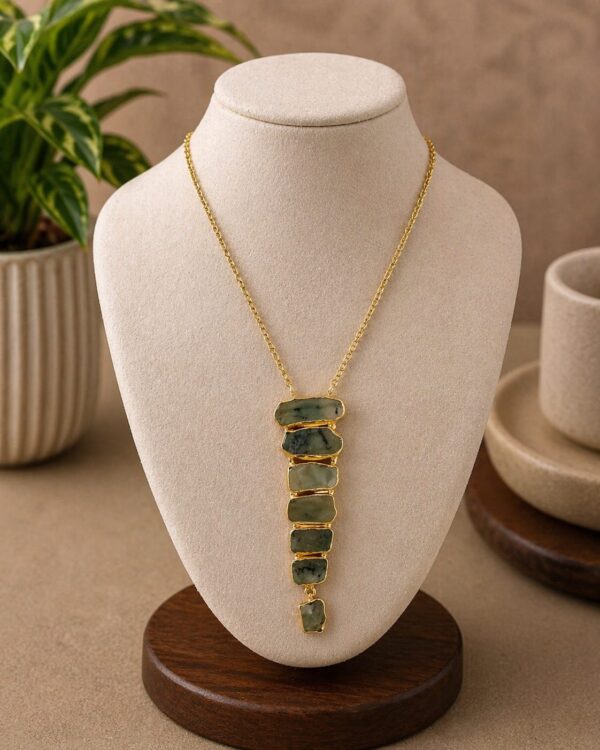 Prehnite Layered Statement Pendant Necklace