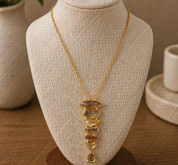 Raw Citrine Cluster Pendant Necklace