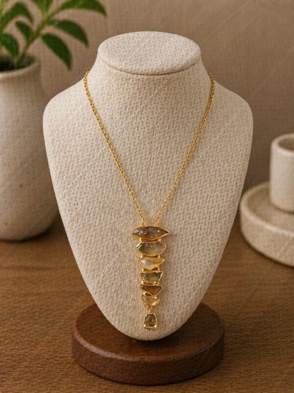 Raw Citrine Cluster Pendant Necklace