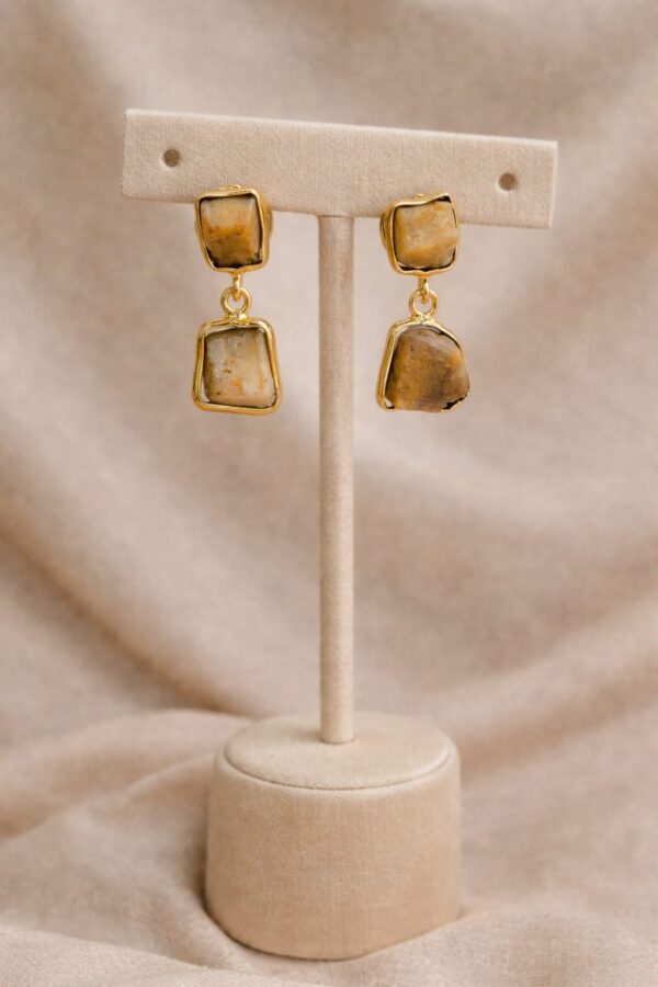 Raw Citrine Dual Stone Drop Earrings