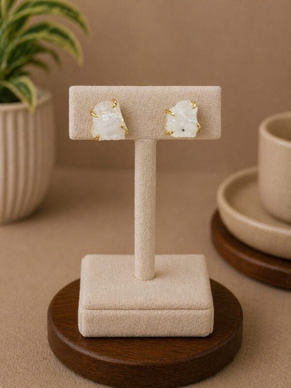 Raw White Quartz Stud Earrings