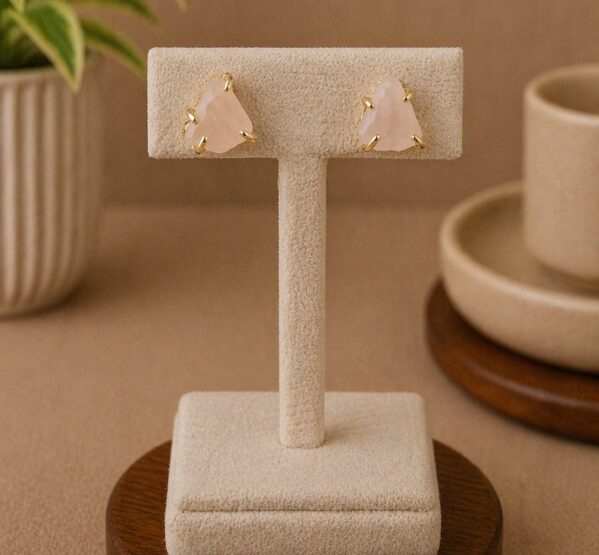 Rose Quartz Raw Stud Earrings
