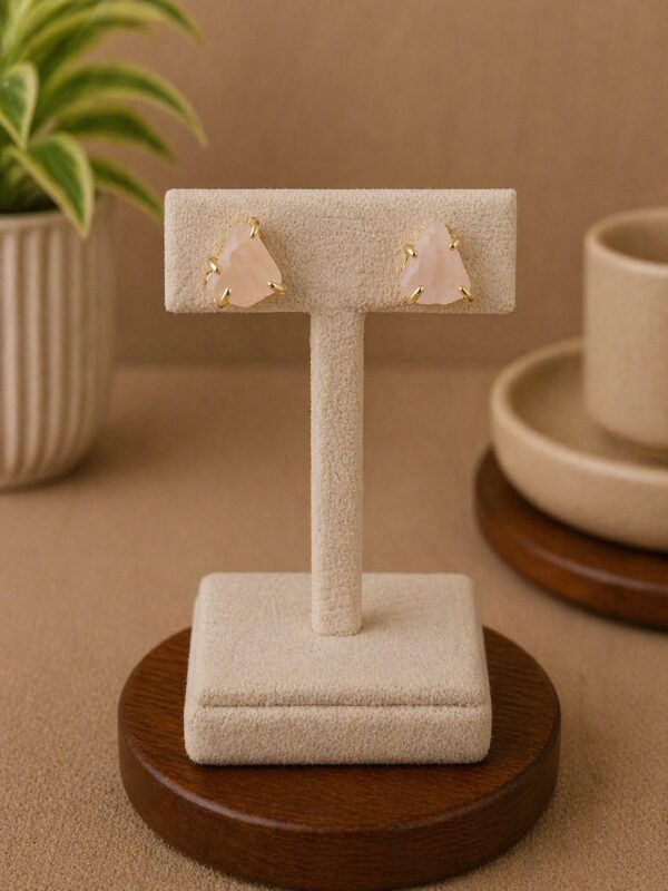 Rose Quartz Raw Stud Earrings