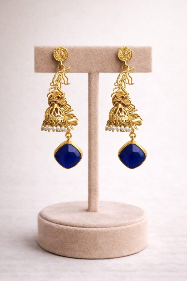Royal Peacock Jhumka Drop Earrings