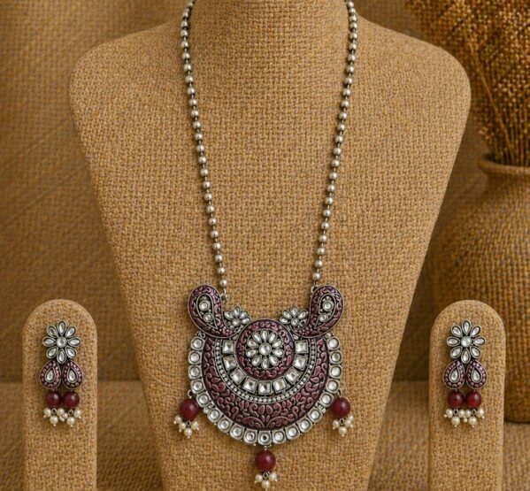 Ruby Motif Statement Necklace Set