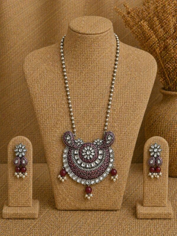 Ruby Motif Statement Necklace Set