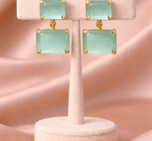 Sea Green Dual Stone Earrings