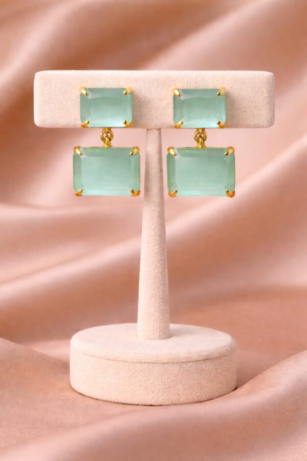 Sea Green Dual Stone Earrings
