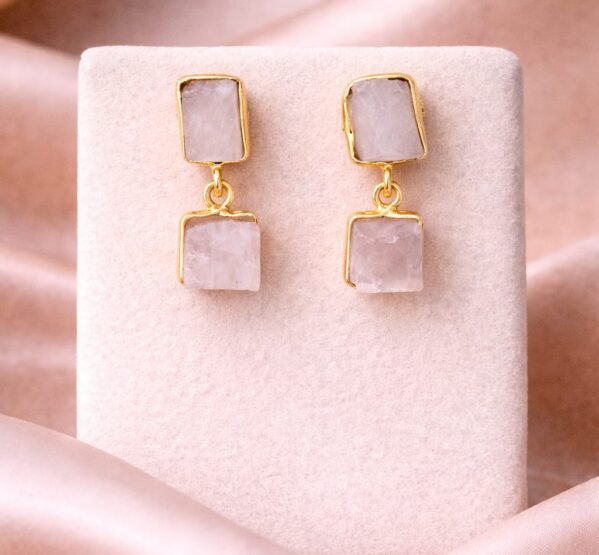Soft Blush Quartz Drop Earrings