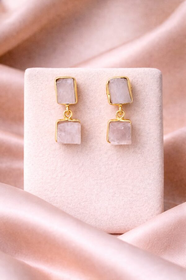 Soft Blush Quartz Drop Earrings