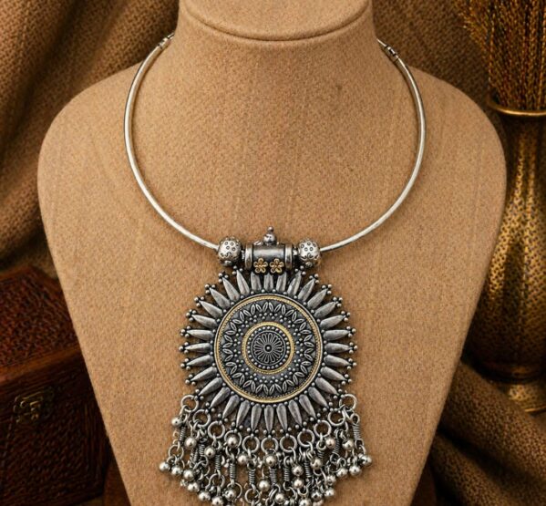 Sunburst Tribal Statement Hansli Necklace