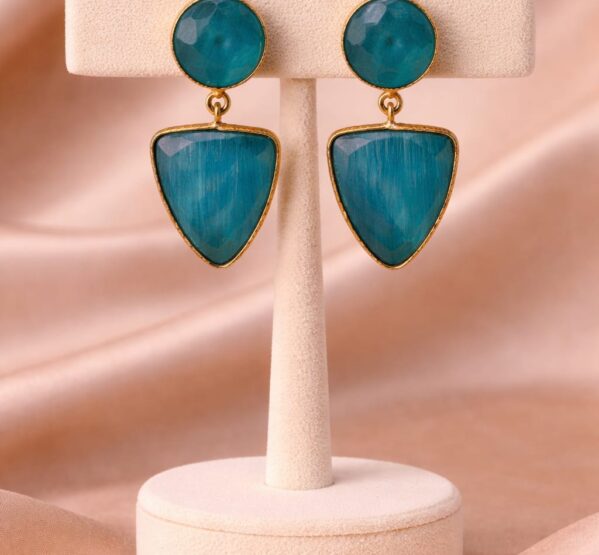 Teal Blue Statement Drop Earrings
