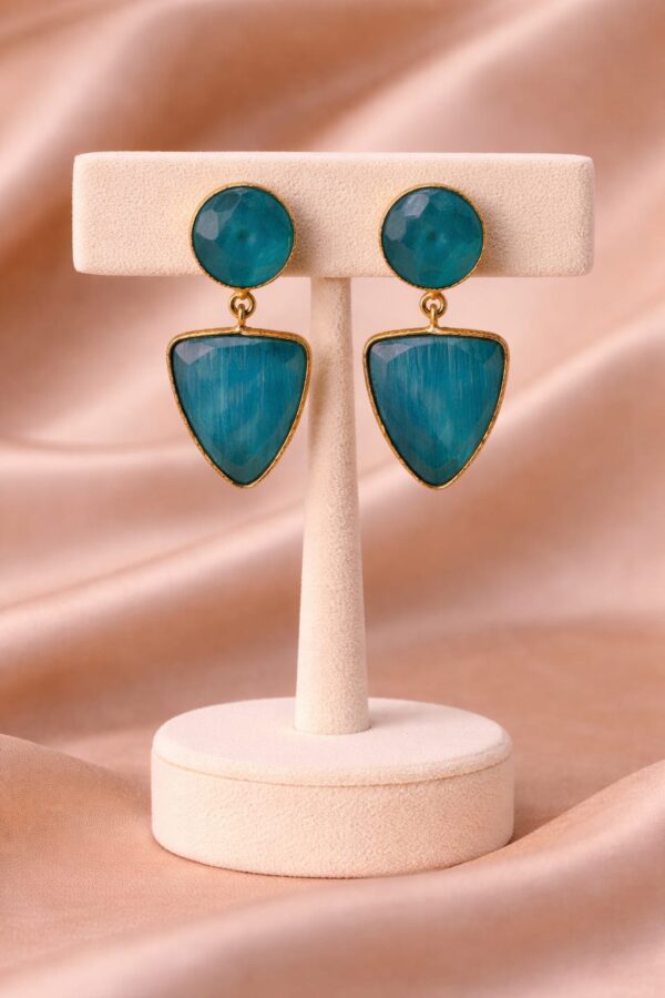 Teal Blue Statement Drop Earrings