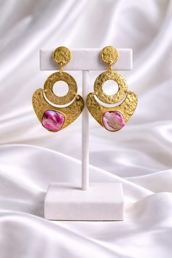 Textured Hoop Mother Pearl Statement Earrings