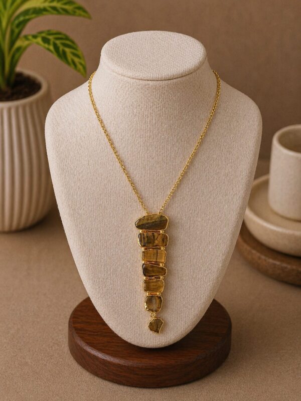 Tiger Eye Layered Statement Pendant Necklace