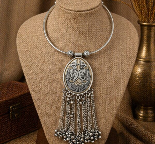 Tribal Bird Motif Hansli Necklace