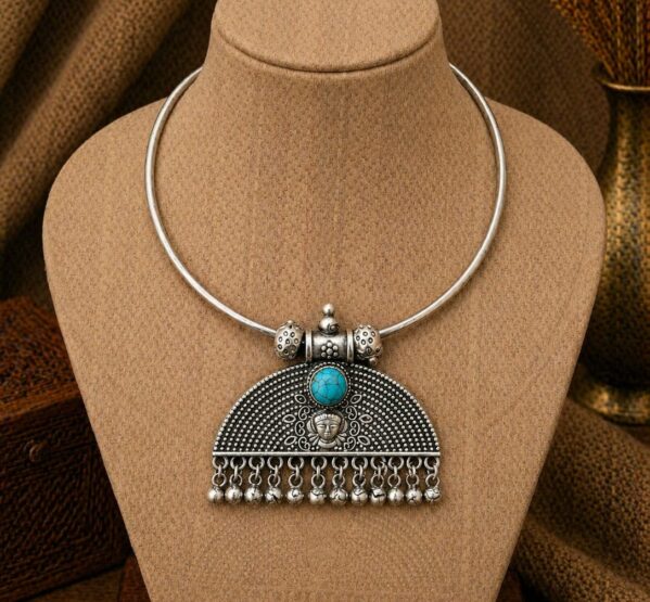 Turquoise Tribal Arch Hansli Necklace