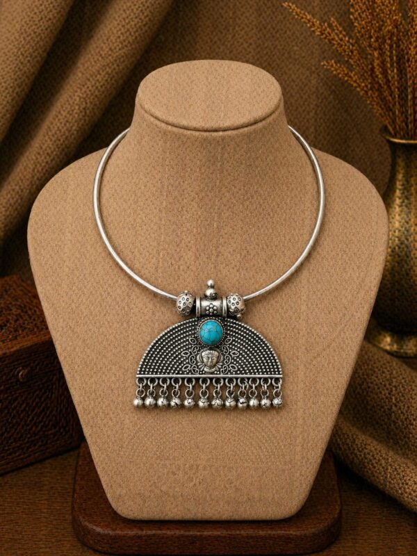 Turquoise Tribal Arch Hansli Necklace
