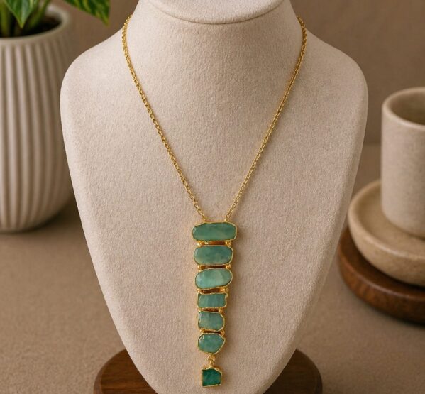 Amazonite layered Statement Pendant Necklace