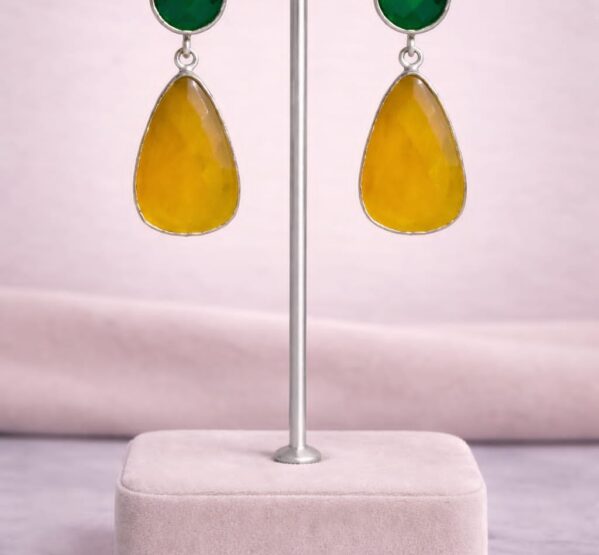 Dual Stone Drop Earrings