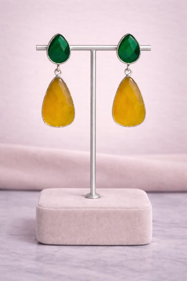 Dual Stone Drop Earrings