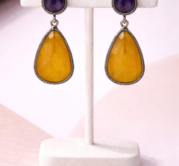 Dual Tone Antique Silver Drop Earrings