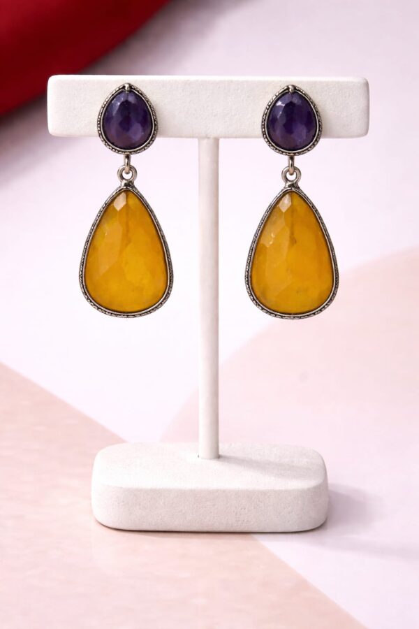 Dual Tone Antique Silver Drop Earrings