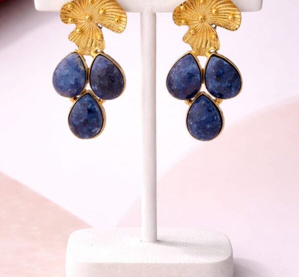 Lapis Lazuli Floral Statement Earrings