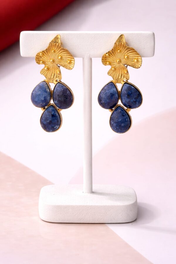 Lapis Lazuli Floral Statement Earrings