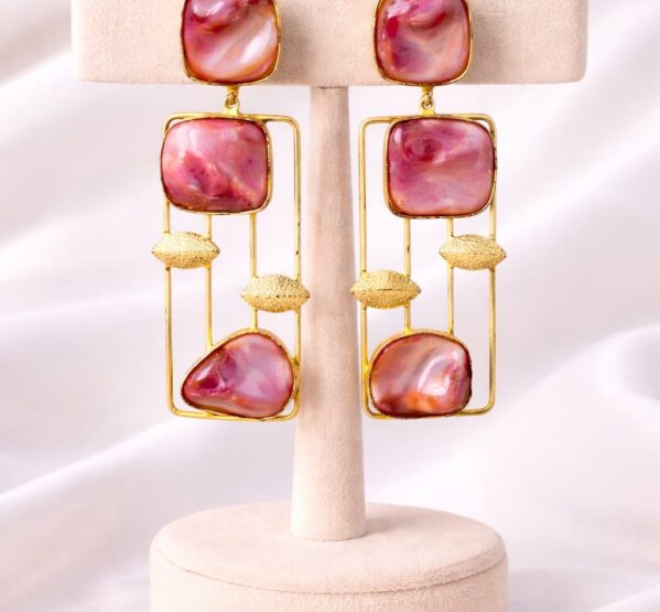 Pink Mother of Pearl Statement Earrings