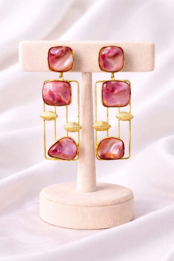 Pink Mother of Pearl Statement Earrings