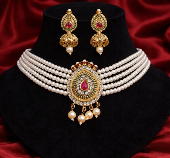 Ruby Pearl Kundan Choker Set