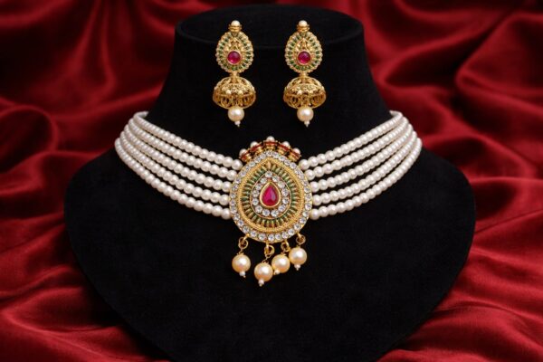 Ruby Pearl Kundan Choker Set