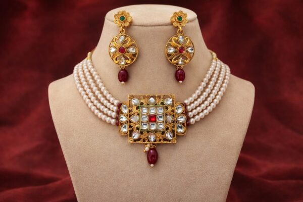 Royal Kundan Pearl Choker Set