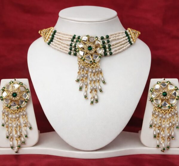 Emerald Pearl Kundan Choker Set