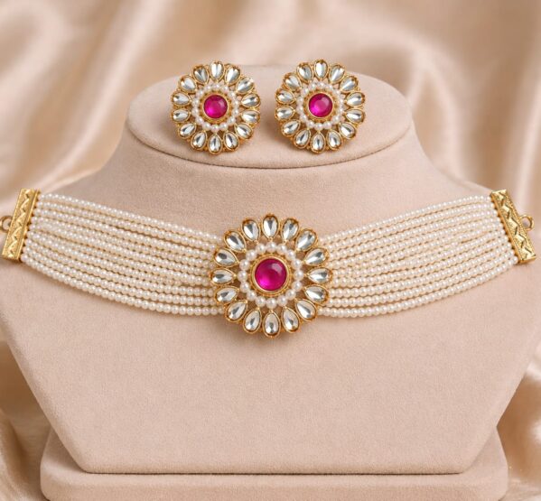 Zoya Kundan & Pearl Choker Set