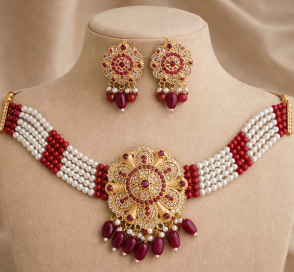 Gulabi Floral Pearl Choker Set