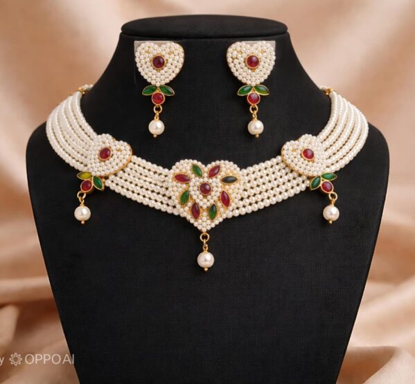 Floral Pearl Kundan Choker Set